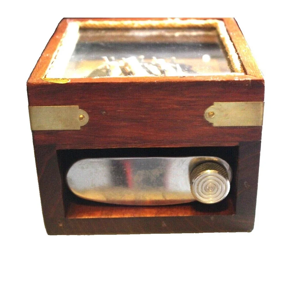Vintage wood pen/pencil holder/shadow box with cutty sark 1869 sailing ship.